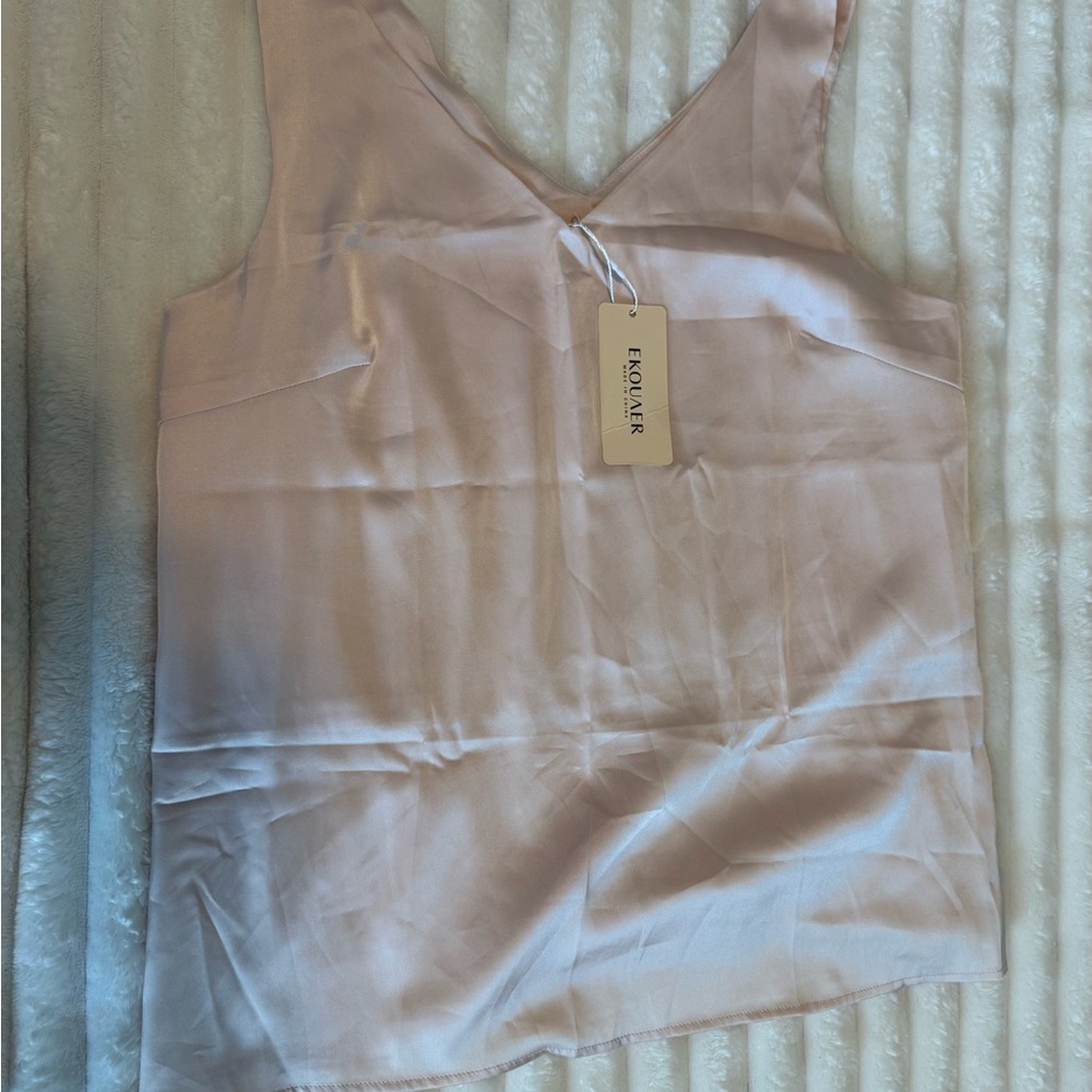 Rosalire Pink Satin Sleeveless Top